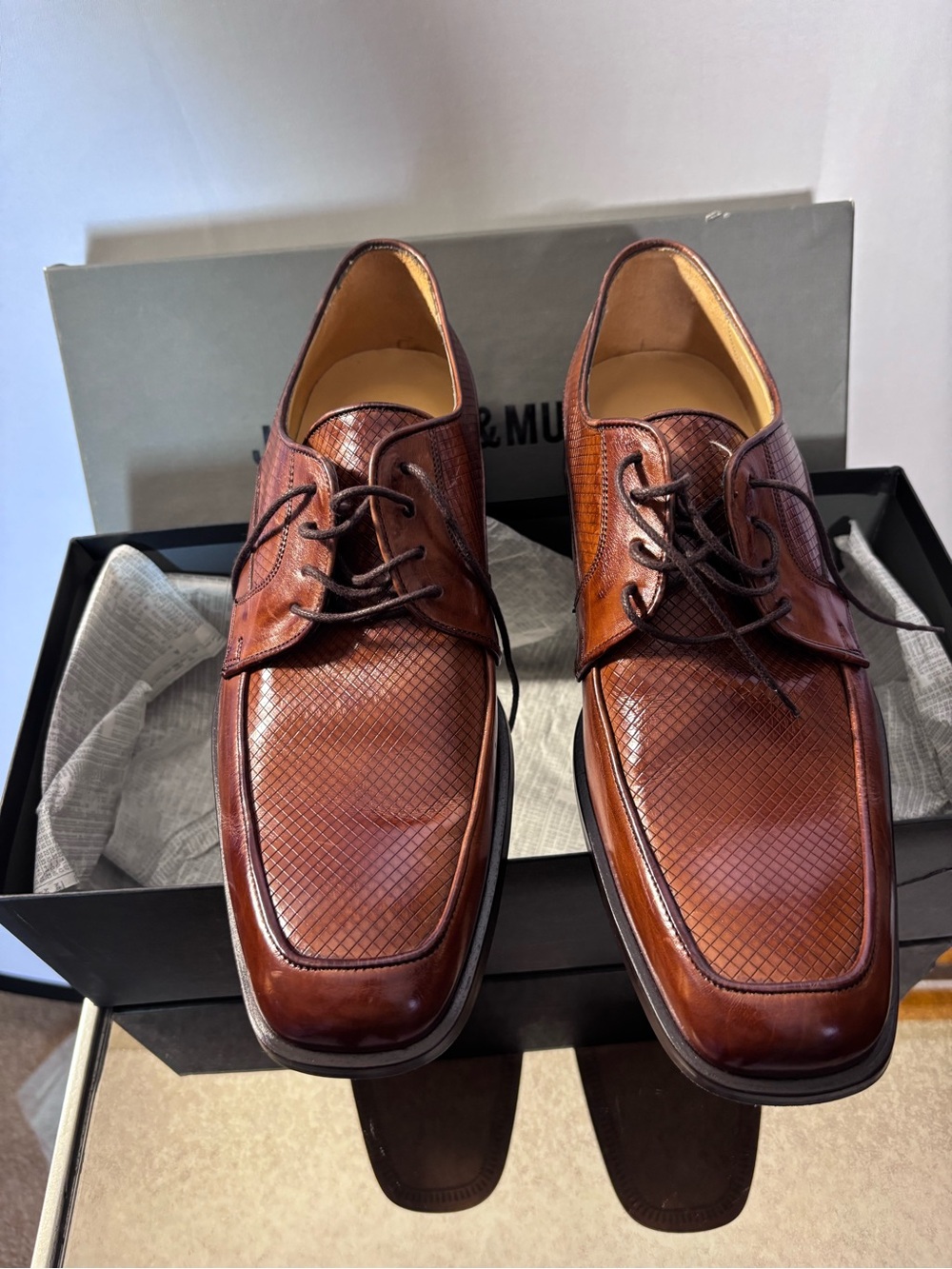 Men's Brown Leather Dress Shoes - Classic Lace-Up Size 8M Excellent